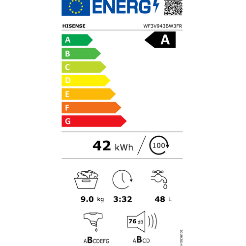 Lave- Linge Frontal HISENSE WF3V943BW3FR