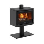 Poêle à bois Deville C077CJ-06 SARRA sur PIEDESTAL raccordable anthracite