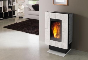 Poele A Granules 6 Kw Edilkamin Forma Frontal En Ceramique Ivoire