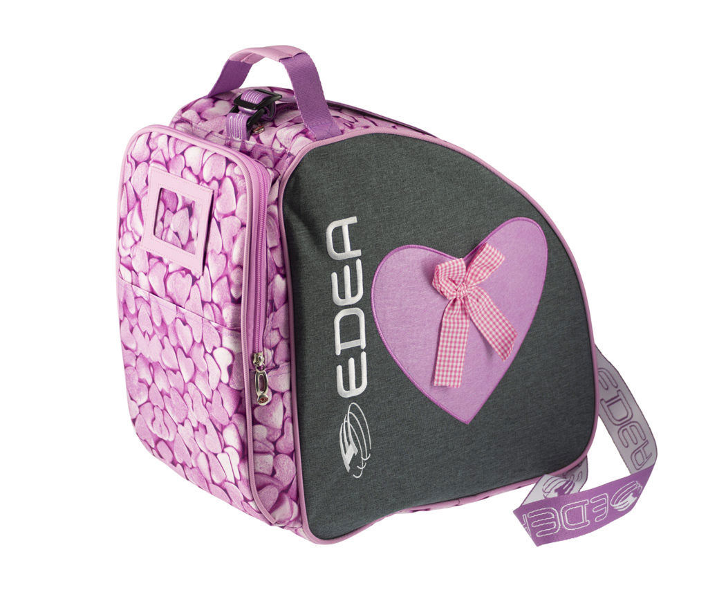 Edea Sac à Patins Fuxia – Sac Cube Patinage Artistique Polyester Rigide & Doux, Poches Multiples, Fond Clouté, Poignées Réglables