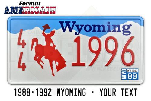 Plaque d’immatriculation personnalisée du Wyoming | Avec Plaque d’immatriculation personnalisée du Wyoming | Avec