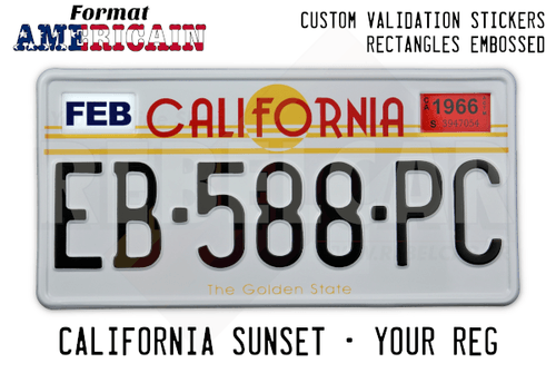 USA California Sunset The Golden State WHITE REFLECTIVE license