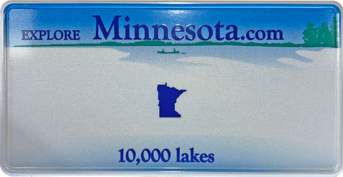 PLAQUE US EMBOUTIE MINNESOTA "10,000 Lakes", BORDURE STANDARD, FORMAT 300x150 MM / 12x6"