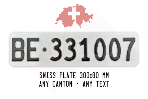PLAQUE D IMMATRICULATION SUISSE ROUGE PORTE VELOS 500x110 MM PERSONNALISEE