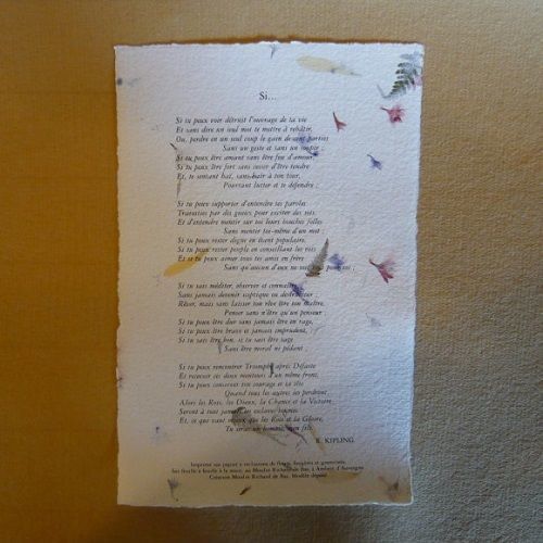 POEME : SI - RUDYARD KIPLING 16*25 A FLEURS