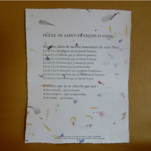 PRIÈRE DE ST FRANÇOIS D'ASSISE 25*33 CM À FLEURS/POEME PRIÈRE DE ST FRANÇOIS D'ASSISE 25*33 CM À FLEURS/POEME