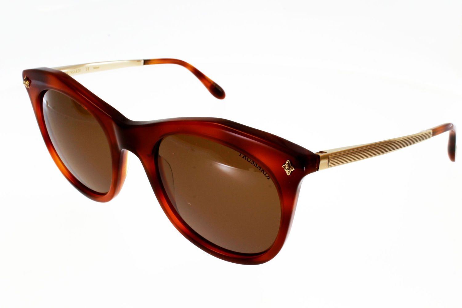 Lunettes de soleil TRUSSARDI 15712 Ecaille Marron translucide avec des montures Papillon en Acétate Lunettes de soleil TRUSSARDI 15712 Ecaille Marron translucide avec des montures Papillon en Acétate