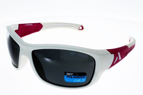 Lunettes de soleil ALTITUDE Modèle COUNTRY blanc rose polarise enveloppante Lunettes de soleil ALTITUDE Modèle COUNTRY blanc rose polarise enveloppante