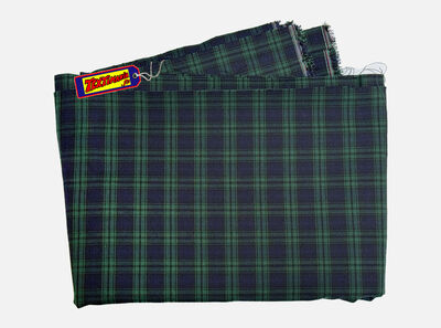 Coupon Tissu Tartan Carreaux Bleu Vert