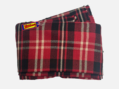 Coupon Tissu LainageCarreaux Noir Rouge Écru