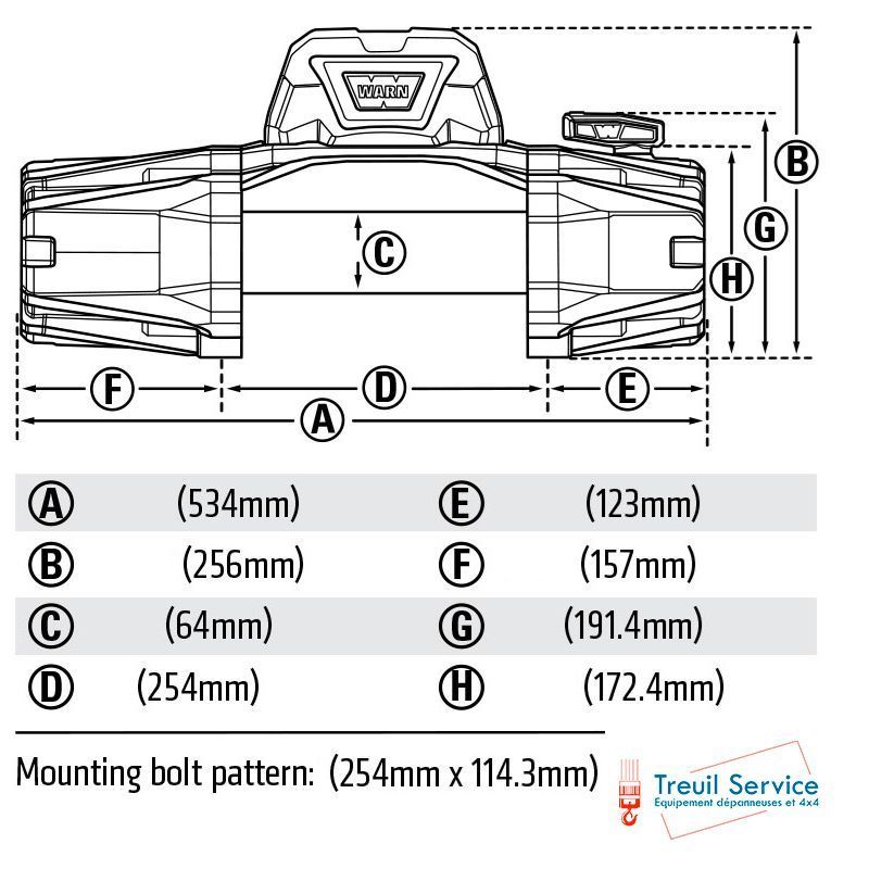 Warn VR EVO 12-S 12V DIMENSIONS