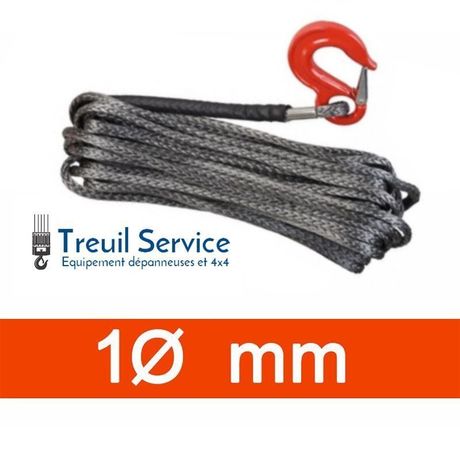 Kit Câble Treuil Synthétique 3/16" X 50 Pieds, 8500 Lbs, Gris, Pour ATV/UTV
