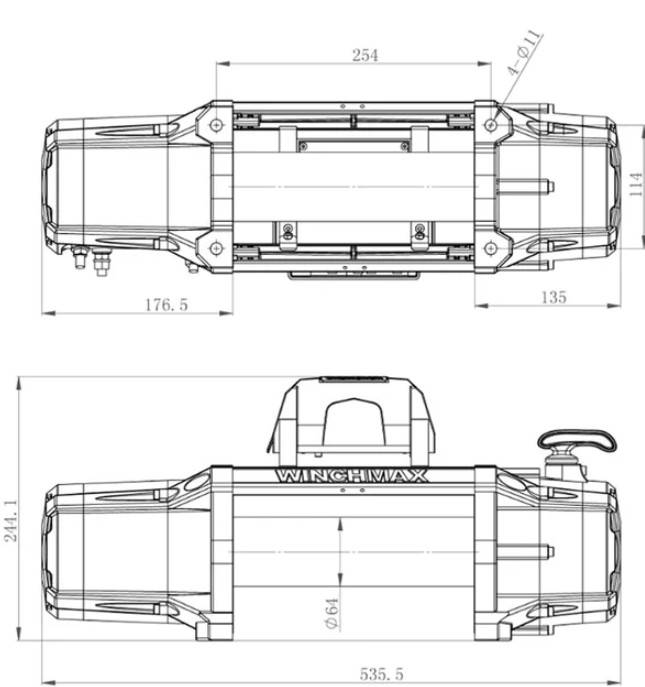 Treuil de qualité militaire 12 V de 13 500 lb (6 123 kg). Pare-chocs 2 dimensions