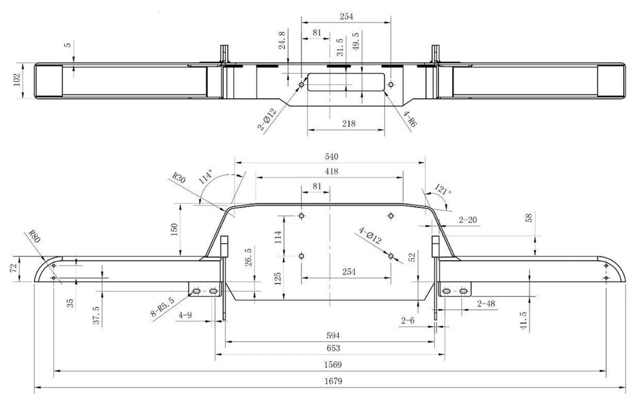 Treuil de qualité militaire 12 V de 13 500 lb (6 123 kg). Pare-chocs 2 dimensions