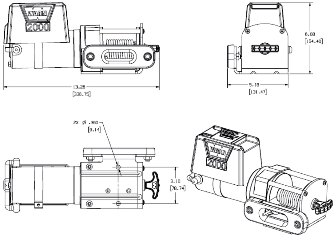 Warn DC 2000 12V 907 kg - Câble acier