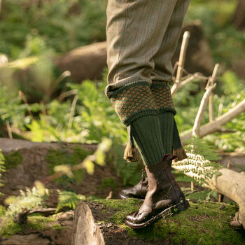Chaussettes BOUGHTON spruce/ochre + garters