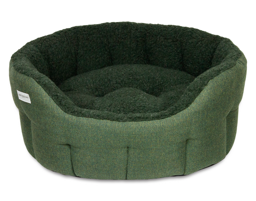 Tweed dog pine green bed 2 size