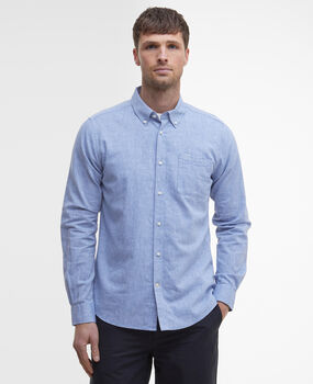 Chemise tailored lin coton Nelson blue