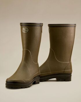 Giverny jersey lining chameau green ladies short boots