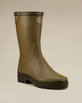 Giverny jersey lining chameau green ladies short boots
