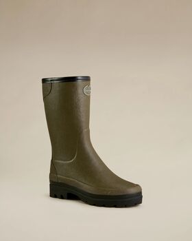 Giverny wool lining chameau green ladies short boots