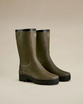 Giverny wool lining chameau green ladies short boots
