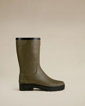 Giverny wool lining chameau green ladies short boots