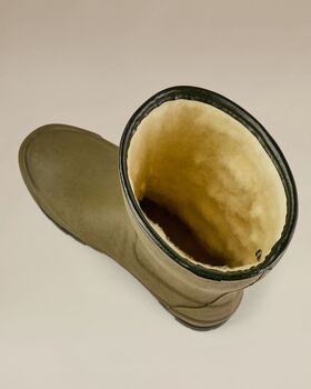 Giverny wool lining chameau green ladies short boots