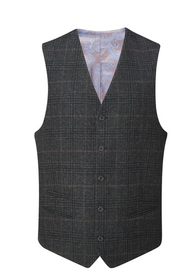Gilet Surrey dos satin green check
