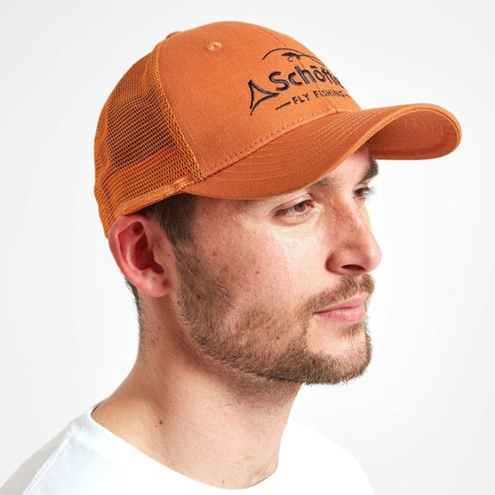 Casquette camionneur Fly fishing sunset orange