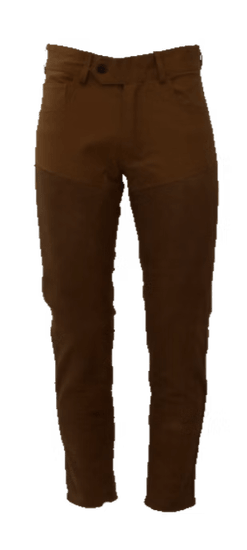 Pantalon en cuir de buffle et tissu résistant "spécial traque"