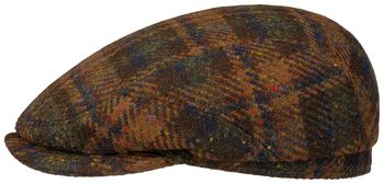 Casquette driver woolen check almond olive
