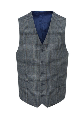 Gilet Surrey dos satin blue check