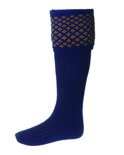 Boughton navy/ochre socks + garters