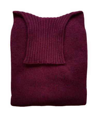 Pull col roulé claret