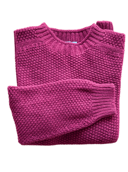 Moss stitch rew neck russet red sweater