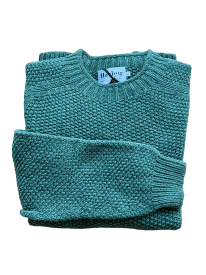 Moss stitch rew neck serpentine sweater
