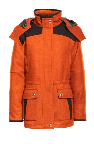 Manteau prestige loden orange chiné femme