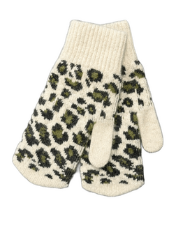 Leopard natural mittens