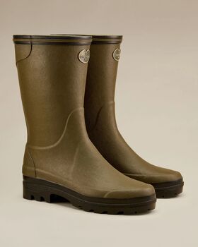 Giverny jersey lining chameau green ladies short boots