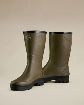 Giverny wool lining chameau green ladies short boots