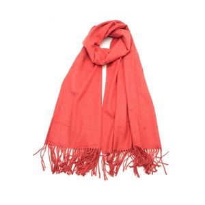 Écharpe rectangulaire unie à extrémités frangées corail
