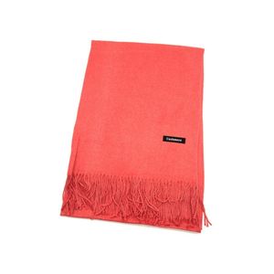 Écharpe rectangulaire unie à extrémités frangées corail