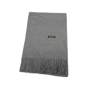 Écharpe rectangulaire unie à extrémités frangées gris chiné