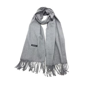 Écharpe rectangulaire unie à extrémités frangées gris clair