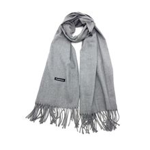 Écharpe rectangulaire unie à extrémités frangées gris clair
