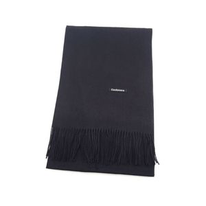 Écharpe rectangulaire unie à extrémités frangées noir