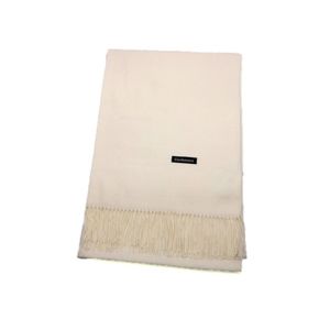 Écharpe rectangulaire unie à extrémités frangées écru