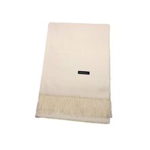 Écharpe rectangulaire unie à extrémités frangées écru