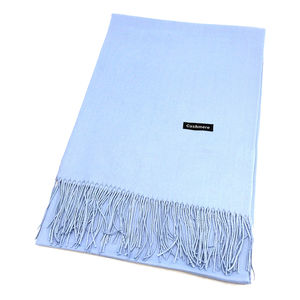 Écharpe rectangulaire unie à extrémités frangées bleu ciel